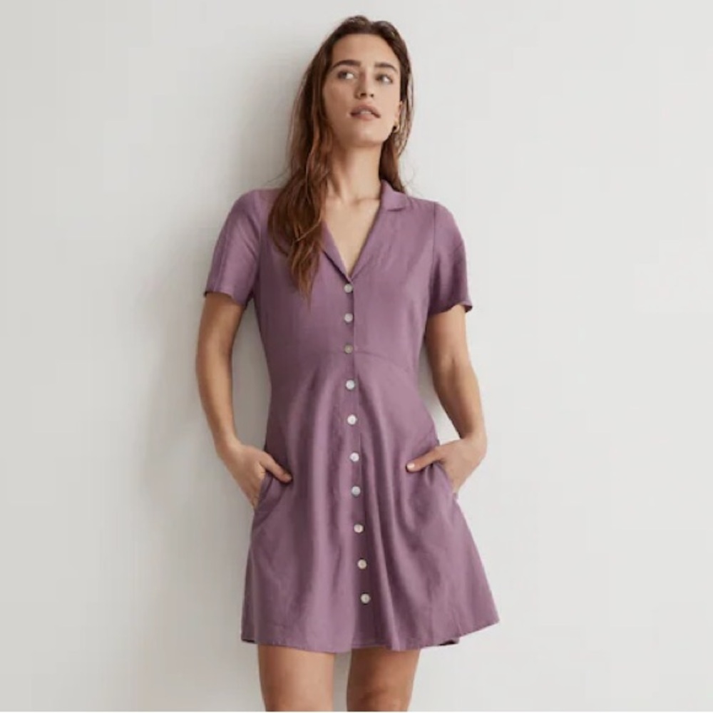 Madewell Kacie mini shirtdress in antique purple